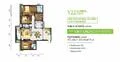 Floor plan: 3-bedroom 2-bathroom unit; features: open-plan kitchen-dining-living, master bedroom with ensuite bathroom, balcony off living room, utility room, laundry area, central foyer, 2 car porch, 1,200 sqft built-up.