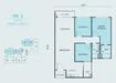 Floor plan: 2-bedroom 2-bathroom unit; features: open-plan kitchen-dining-living, master bedroom with ensuite bathroom, bedroom 2 with shared bathroom, utility room, balcony off living room, central foyer.