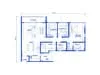 Floor plan: 3-bedroom 2-bathroom unit; features: open-plan kitchen-dining-living, master bedroom with ensuite bathroom, bedroom 2 with shared bathroom, utility room, laundry area, balcony off living room, central foyer, 2 car porch.