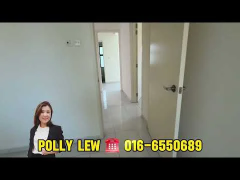 Room features: white painted walls, glossy tile flooring, neutral colour scheme, doorway leading to another room, door with handle, window visible in the background, light switch on the wall, ceiling light fixture; style: modern.