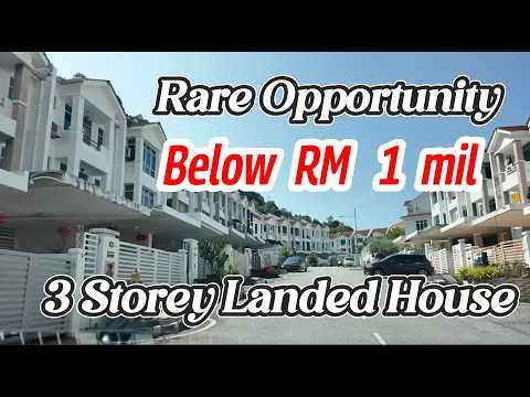 Exterior type: linked terrace house; features: 3-storey building, white painted facade, driveway with interlocking pavers, manicured landscaping, multiple parking spaces, surrounded by greenery, gated community entrance; style: modern.