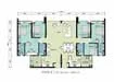 Floor plan: 4-bedroom 3-bathroom unit; features: open-plan kitchen-dining-living, master bedroom with ensuite bathroom, all bedrooms with windows, balcony off living room, utility room, laundry area, central foyer, 2 car porch.