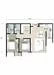 Floor plan: 2-bedroom 2-bathroom unit; features: open-plan kitchen-dining-living, master bedroom with ensuite bathroom, bedroom 2 with shared bathroom, utility room, balcony off living room, central foyer, 1 car porch.
