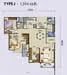 Floor plan: 2-bedroom 2-bathroom unit; features: open-plan kitchen-dining-living, master bedroom with ensuite bathroom, bedroom 2 with shared bathroom, balcony off living room, utility room, laundry area, central foyer, 1 car porch.