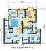 Floor plan: 3-bedroom 2-bathroom unit; features: open-plan kitchen-dining-living, master bedroom with ensuite bathroom, bedroom 2 with shared bathroom, utility room, laundry area, balcony off living room, central foyer, 2 car porch.