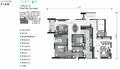 Floor plan: 3-bedroom 2-bathroom unit; features: open-plan kitchen-dining-living, master bedroom with ensuite bathroom, balcony off living room, utility room, laundry area, 2 car porch, central foyer, all bedrooms with windows.