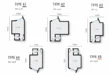 Floor plan: features: layout with multiple units, dimensions indicated, various configurations, open-plan areas, designated spaces for living, potential for customization, marked entrances, clear delineation of rooms.