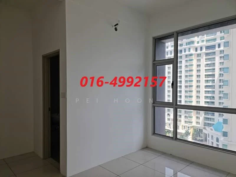 Room features: white painted walls, large windows, city view, tile flooring, corner room, natural light; view: city.