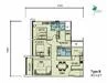 Floor plan: 3-bedroom 2-bathroom unit; features: open-plan kitchen-dining-living, master bedroom with ensuite bathroom, bedroom 2 with shared bathroom, utility room, balcony off living room, central foyer, 1 car porch.