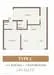 Floor plan: 2-bedroom 1-bathroom unit; features: open-plan kitchen-dining-living, master bedroom with ensuite bathroom, bedroom 2 with shared bathroom, utility room, central foyer.