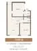 Floor plan: 2-bedroom 2-bathroom unit; features: open-plan kitchen-dining-living, master bedroom with ensuite bathroom, bedroom 2 with shared bathroom, utility room, central foyer, balcony off living room, 1 car porch, 1,200 sqft built-up.