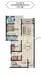 Floor plan: 2-bedroom 2-bathroom unit; features: open-plan kitchen-dining-living, master bedroom with ensuite bathroom, balcony off living room, utility room, laundry area, central foyer, 2 car porch, 1,200 sqft built-up.