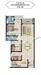 Floor plan: 2-bedroom 2-bathroom unit; features: open-plan kitchen-dining-living, master bedroom with ensuite bathroom, bedroom 2 with shared bathroom, balcony off living room, utility room, laundry area, central foyer, 1 car porch.