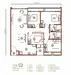 Floor plan: 3-bedroom 2-bathroom unit; features: open-plan kitchen-dining-living, master bedroom with ensuite bathroom, bedroom 2 with shared bathroom, utility room, balcony off living room, central foyer, 2 car porch, 1,200 sqft built-up.