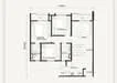 Floor plan: 3-bedroom 2-bathroom unit; features: open-plan kitchen-dining-living, master bedroom with ensuite bathroom, bedroom 2 with shared bathroom, utility room, central foyer, balcony off living room, 1 car porch.