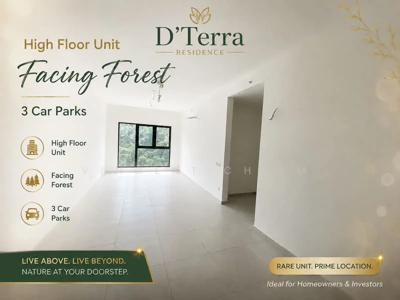 Room features: white painted walls, light grey flooring, large windows, view of greenery, no visible furniture, high ceiling, neutral color palette, open layout; style: modern; view: forest.