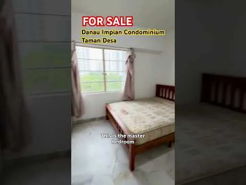 Bedroom features: queen-size bed, wooden bed frame, window with sheer curtains, light-coloured walls, tile flooring, decorative wall, minimalist decor, natural light from window; style: minimalist; view: garden.