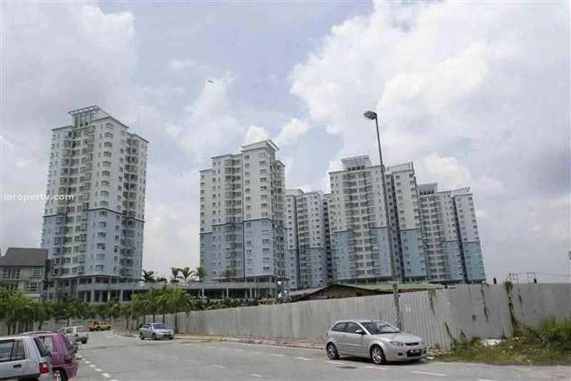 Exterior type: high-rise condominium; features: glass curtain wall, white painted facade, multiple storeys, balconies on upper floors, surrounded by greenery, parking area visible, street view, urban context; style: modern.