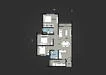 Floor plan: 2-bedroom 2-bathroom unit; features: open-plan kitchen-dining-living, master bedroom with ensuite bathroom, bedroom 2 with shared bathroom, utility room, balcony off living room, central foyer.