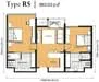 Floor plan: 3-bedroom 2-bathroom unit; features: open-plan kitchen-dining-living, master bedroom with ensuite bathroom, bedroom 2 with shared bathroom, utility room, central foyer, balcony off living room, 2 car porch, 1,250 sqft built-up.