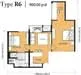 Floor plan: 2-bedroom 1-bathroom unit; features: open-plan kitchen-dining-living, master bedroom with ensuite bathroom, bedroom 2 with shared bathroom, balcony off living room, utility room, central foyer.