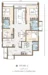 Floor plan: 3-bedroom 2-bathroom unit; features: open-plan kitchen-dining-living, master bedroom with ensuite bathroom, bedroom 2 with shared bathroom, utility room, balcony off living room, central foyer, 2 car porch, 1,250 sqft built-up.
