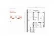 Floor plan: 2-bedroom 1-bathroom unit; features: open-plan kitchen-dining-living, master bedroom with ensuite bathroom, bedroom 2 with shared bathroom, utility room, balcony off living room, central foyer.