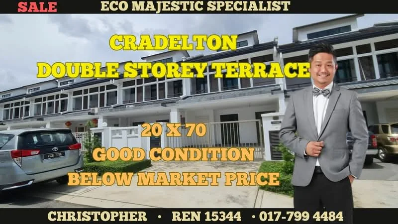 Exterior type: double-storey terrace house; features: two-storey structure, white painted facade, front porch, manicured lawn, driveway, multiple windows, balconies on upper floor, visible car parked, street view, neighborhood setting; style: modern.