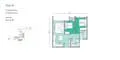 Floor plan: 3-bedroom 2-bathroom unit; features: open-plan kitchen-dining-living, master bedroom with ensuite bathroom, balcony off living room, utility room, laundry area, central foyer, 2 car porch, 1,250 sqft built-up.