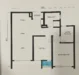 Floor plan: 1-bedroom 1-bathroom unit; features: open-plan kitchen-dining-living, master bedroom with ensuite bathroom, utility room, balcony off living room, central foyer.