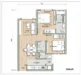 Floor plan: 2-bedroom 1-bathroom unit; features: open-plan kitchen-dining-living, master bedroom with ensuite bathroom, bedroom 2 with shared bathroom, balcony off living room, utility room, laundry area, central foyer, 1 car porch.