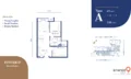 Floor plan: 2-bedroom 2-bathroom unit; features: open-plan kitchen-dining-living, master bedroom with ensuite bathroom, bedroom 2 with shared bathroom, utility room, balcony off living room, central foyer, 1 car porch, 1,200 sqft built-up.
