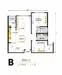 Floor plan: 2-bedroom 2-bathroom unit; features: open-plan kitchen-dining-living, master bedroom with ensuite bathroom, bedroom 2 with shared bathroom, utility room, balcony off living room, central foyer, 1 car porch.