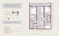 Floor plan: 3-bedroom 2-bathroom unit; features: open-plan kitchen-dining-living, master bedroom with ensuite bathroom, bedroom 2 with shared bathroom, utility room, balcony off living room, central foyer, 1 car porch, 1,250 sqft built-up.