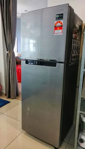 Room features: stainless-steel fridge.