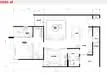 Floor plan: 3-bedroom 2-bathroom unit; features: open-plan kitchen-dining-living, master bedroom with ensuite bathroom, balcony off living room, utility room, laundry area, central foyer, 2 car porch.
