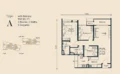 Floor plan: 3-bedroom 2-bathroom unit; features: open-plan kitchen-dining-living, master bedroom with ensuite bathroom, utility room, balcony off living room, central foyer, 1 car porch.