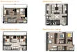 Floor plan: 3-bedroom 2-bathroom unit; features: open-plan kitchen-dining-living, master bedroom with ensuite bathroom, balcony off living room, utility room, laundry area, central foyer, 2 car porch, 1,250 sqft built-up.