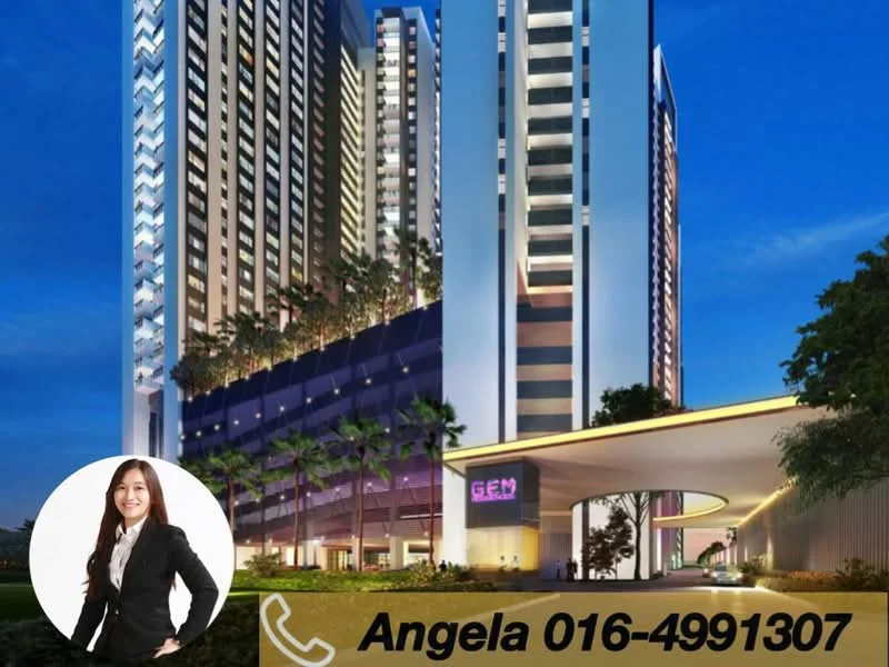 Exterior type: high-rise condominium; features: glass curtain wall, projecting balconies, feature lighting at night, manicured lawn, palm trees, entrance with porte cochère drop-off; style: modern.