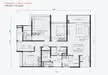 Floor plan: 3-bedroom 2-bathroom unit; features: open-plan kitchen-dining-living, master bedroom with ensuite bathroom, bedroom 2 with shared bathroom, utility room, laundry area, balcony off living room, central foyer, 2 car porch.
