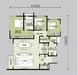 Floor plan: 3-bedroom 2-bathroom unit; features: open-plan kitchen-dining-living, master bedroom with ensuite bathroom, bedroom 2 with shared bathroom, utility room, balcony off living room, central foyer, 1 car porch.