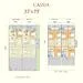 Floor plan: 3-bedroom 2-bathroom unit; features: open-plan kitchen-dining-living, master bedroom with ensuite bathroom, balcony off living room, utility room, laundry area, central foyer, 2 car porch, 1,250 sqft built-up.