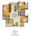 Floor plan: 3-bedroom 2-bathroom unit; features: open-plan kitchen-dining-living, master bedroom with ensuite bathroom, bedroom 2 with shared bathroom, utility room, balcony off living room, private terrace, central foyer, 2 car porch.