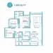 Floor plan: 3-bedroom 2-bathroom unit; features: open-plan kitchen-dining-living, master bedroom with ensuite bathroom, bedroom 2 with shared bathroom, utility room, balcony off living room, central foyer, 2 car porch, 1,250 sqft built-up.
