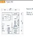 Floor plan: 3-bedroom 2-bathroom unit; features: open-plan kitchen-dining-living, master bedroom with ensuite bathroom, bedroom 2 with shared bathroom, utility room, balcony off living room, central foyer, 1 car porch, 1,250 sqft built-up.