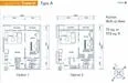 Floor plan: 3-bedroom 2-bathroom unit; features: open-plan kitchen-dining-living, master bedroom with ensuite bathroom, bedroom 2 with shared bathroom, utility room, balcony off living room, central foyer, 1 car porch, 1,250 sqft built-up.
