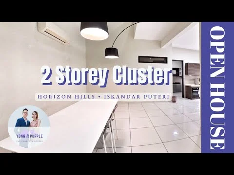 Room features: white painted walls, glossy ceramic tile flooring, recessed downlights, wall-mounted split AC, kitchen cabinetry, open layout, large windows, dining table, neutral color palette; style: modern.