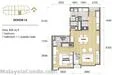 Floor plan: 2-bedroom 2-bathroom unit; features: open-plan kitchen-dining-living, master bedroom with ensuite bathroom, bedroom 2 with shared bathroom, balcony off living room, utility room, laundry area, central foyer, 2 car porch.