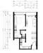Floor plan: 1-bedroom 1-bathroom unit; features: open-plan kitchen-dining-living, master bedroom with ensuite bathroom, utility room, balcony off living room, central foyer.