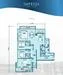 Floor plan: 3-bedroom 2-bathroom unit; features: open-plan kitchen-dining-living, master bedroom with ensuite bathroom, bedroom 2 with shared bathroom, utility room, balcony off living room, central foyer, 2 car porch, 1,250 sqft built-up.